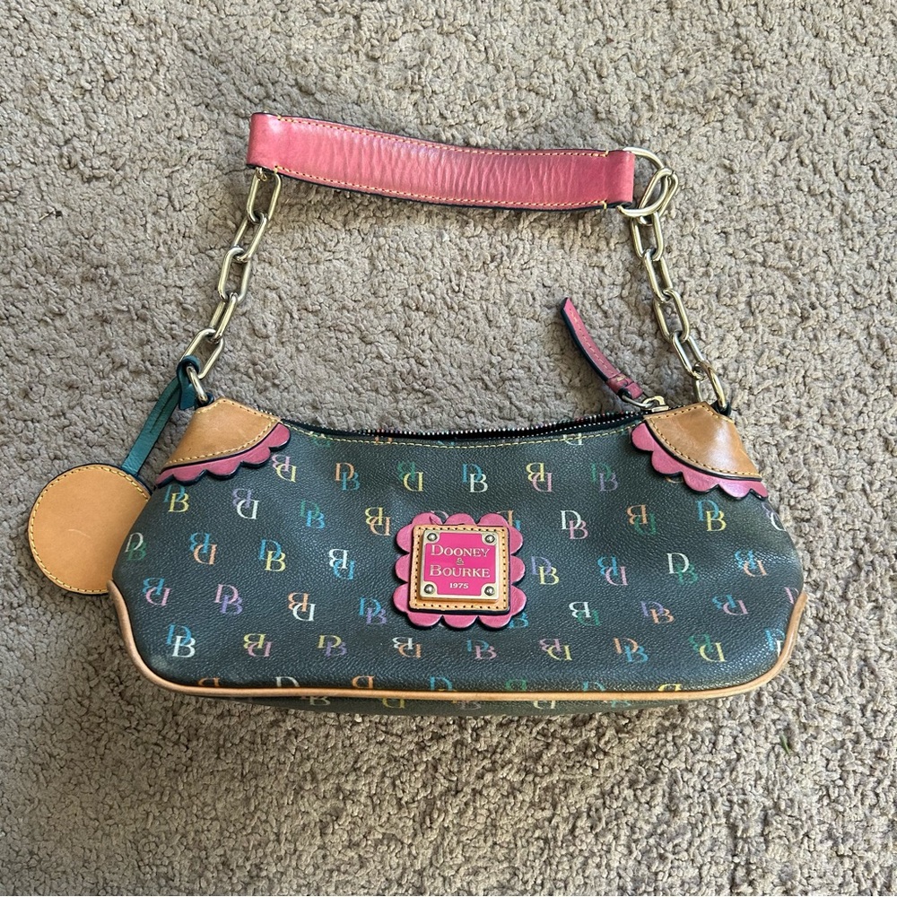 Dooney & Bourke Black Multicolor Monogram Bag Vintage